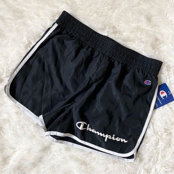 Champion Black Athletic Shorts with White Trim - Picture 1 of 5